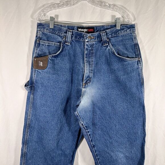 Wrangler Riggs Jeans Men's 36x34 Medium Wash Blue Denim Workwear 100% Cotton - Picture 2 of 12